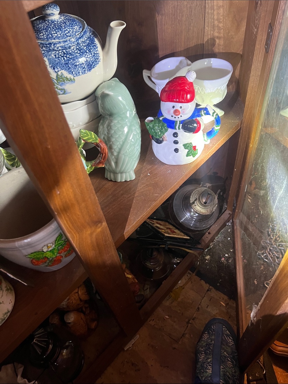 Ceramic Snowman Cookie Jar - Red, White & Blue Holiday Kitchen Accent